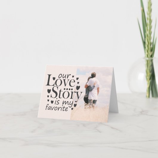 Unsere Liebe Story Typografy Black Valentine's Fot Karte (Vorderseite)
