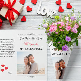 Unsere Liebe Story Valentinstag Newspaper Red Hear Geschenkpapier Set