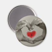 Unsere Liebe wächst - Hände, Herz Magnet (Vorderseite/Rückseite)