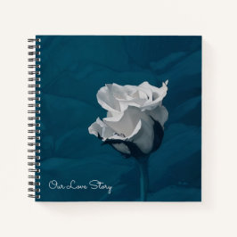 Unsere Liebe Zitat White Rose Blue Journal Notizblock