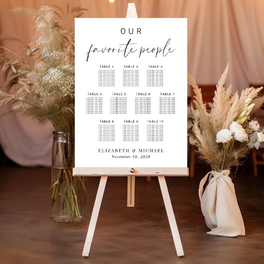 Unsere Lieblings-Leute 10 Tisch Hochzeitskarte Poster