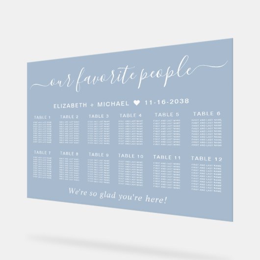 Unsere Lieblings-Leute 12 Tisch Hochzeitssitze Acrylschild (Winkel)