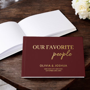 Unsere Lieblings-Leute Burgundy Gold Foto Hochzeit Gästebuch