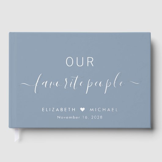 Unsere Lieblings-Leute Dusty Blue Foto Hochzeit Gästebuch (Vorderseite)