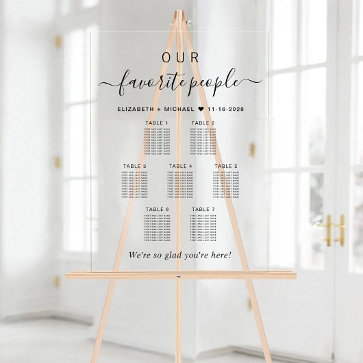 Unsere Lieblings-Leute Hochzeiten von 7 Tischen Acrylschild