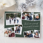 Unsere Lieblings-Szenen Weihnachtscollage lustig 2 Feiertagskarte<br><div class="desc">Die Sieben-Foto-Ferienkarte ist mit einem lustigen und cleveren Text ausgestattet - "das sind ein paar unserer Lieblingsszenen" und eignet sich hervorragend, um die Highlights Ihres Jahres vorzustellen. Die Rückseite ist ein koordinierendes grünes karierte. Diese einzigartige weise grüne Weihnachtskarte ist der perfekte Weg, um Grüße an Freunde und Familie zu schicken....</div>