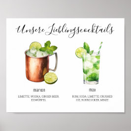 Unsere Lieblingscocktails Hochzeit Poster