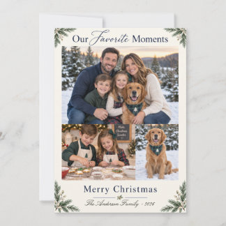 Unsere Lieblingsmomente Drei-Foto-Weihnachtskarte Feiertagskarte