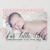 Unsere Little Lady Script Foto Geburtserklärung Ankündigung (Vorne/Hinten)
