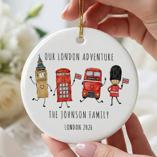 Unsere London-Abenteuer-Familienreisegeschenk Keramik Ornament
