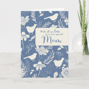 Unsere Mama Birthday Blauen Vögel und Blüten Karte