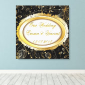 Unsere maßgeschneiderte Hochzeitstextanzeige Leinwanddruck (Insitu (Holzboden))