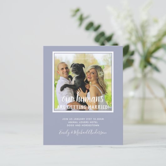 Unsere Menschen sind VERLOBT - FOTO Party Einladun (Stehend Vorderseite)