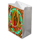 Unsere mexikanische Heilig-Jungfrau Mary Mittlere Geschenktüte (Rückseite Schrägansicht)
