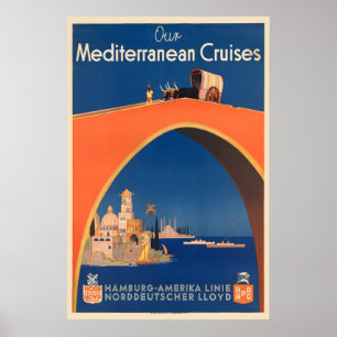Unsere Mittelmeer-Kreuzfahrten Vintage-Reiseposter Poster