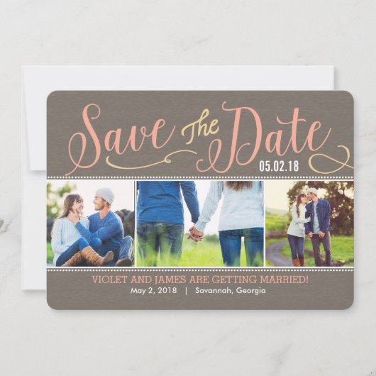 Unsere Momente Save the Date Card - Peach (Vorderseite)