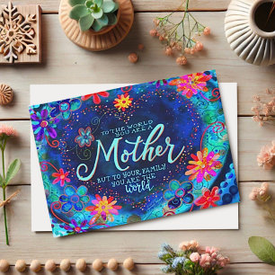 Unsere Mutter, Unsere Welt Hübsche Blaue Blumige F Karte