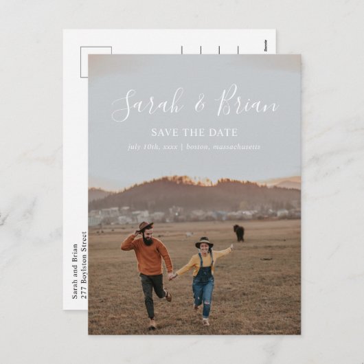 Unsere Namen Save the Date Postkarte (Vorne/Hinten)