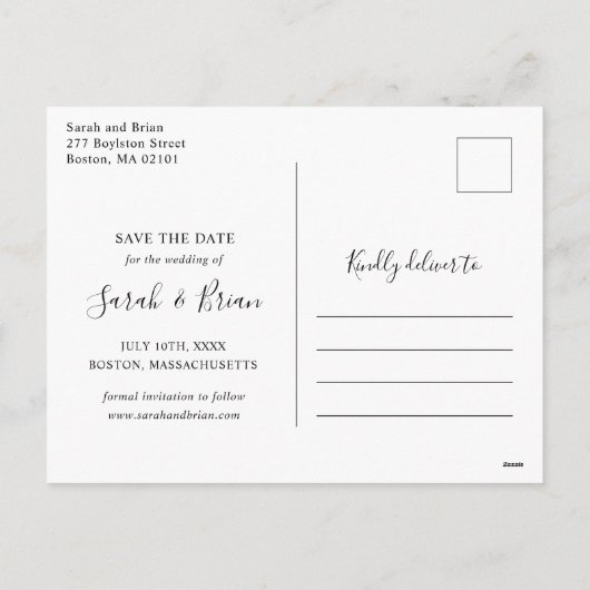 Unsere Namen Save the Date Postkarte (Rückseite)