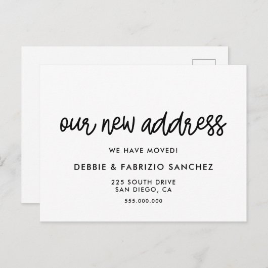 Unsere neue Adresse Einfache und bewegende Ankündi Postkarte (Vorne/Hinten)