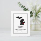 Unsere neue Adresse in MI | Ihre Stadt W/Herz mark Postkarte (Stehend Vorderseite)