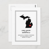 Unsere neue Adresse in MI | Ihre Stadt W/Herz mark Postkarte (Vorne/Hinten)