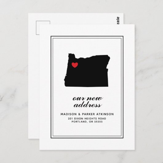 Unsere neue Adresse in OR | Mark Your City W/Heart Postkarte (Vorne/Hinten)