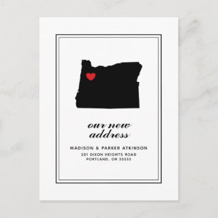 Unsere neue Adresse in OR   Mark Your City W/Heart Postkarte