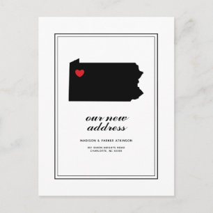 Unsere neue Adresse in PA   Mark Your City W/Heart Postkarte