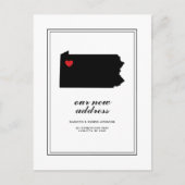 Unsere neue Adresse in PA | Mark Your City W/Heart Postkarte (Vorderseite)