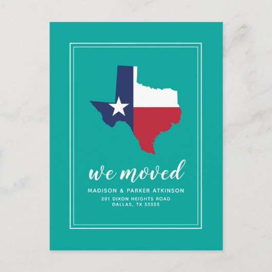 Unsere neue Adresse in Texas Postkarte (Vorderseite)