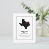 Unsere neue Adresse in TX | Mark Your City W/Heart Postkarte (Stehend Vorderseite)