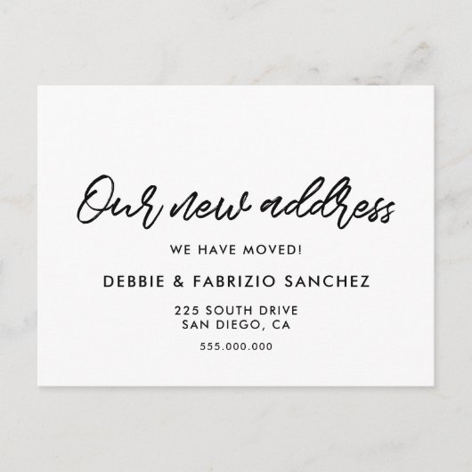 Unsere neue Adresse Moderne Ankündigung Postkarte (Vorderseite)