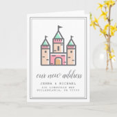 Unsere neue Adresse | Pastel Castel Zuhause Karte (Gelbe Blume)