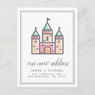 Unsere neue Adresse   Pastel Castel Zuhause Postkarte