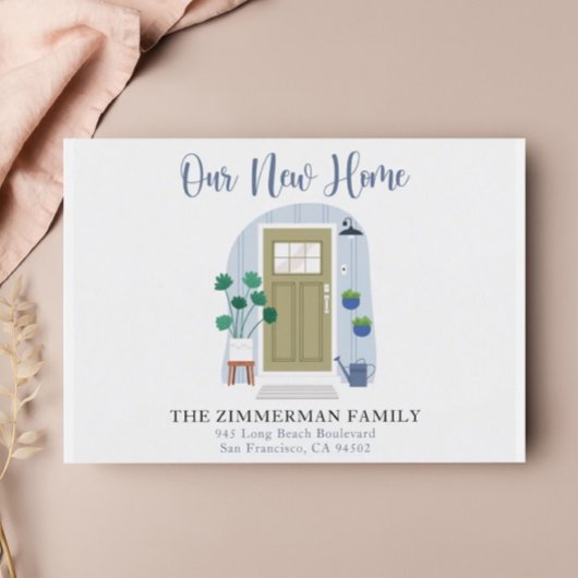 Unsere neue Ankündigung über die Zuhause-Wasserfar Postkarte