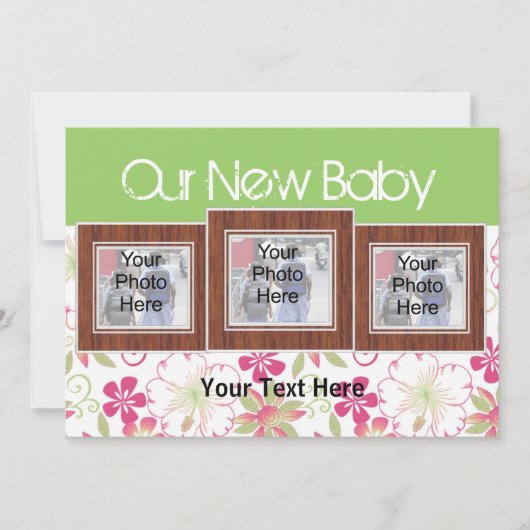 Unsere neue Baby-, Custom-Foto-Geburtskarte Ankündigung (Vorderseite)