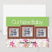 Unsere neue Baby-, Custom-Foto-Geburtskarte Ankündigung (Vorne/Hinten)