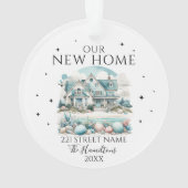 Unsere neue Beach Zuhause Custom Address Christmas Ornament (Rückseite)