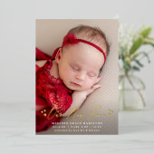 Unsere neue Liebe Foil Script Foto Geburtsankündig Folieneinladung (Stehend vorne)