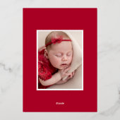 Unsere neue Liebe Foil Script Foto Geburtsankündig Folieneinladung (Rückseite)