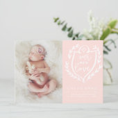 UNSERE NEUE LIEBE Geburtsankündigung // Rosa und W Ankündigung (Stehend Vorderseite)