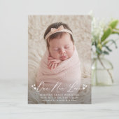 Unsere neue Liebe Skript Foto Geburtsankündigung Ankündigung (Stehend Vorderseite)