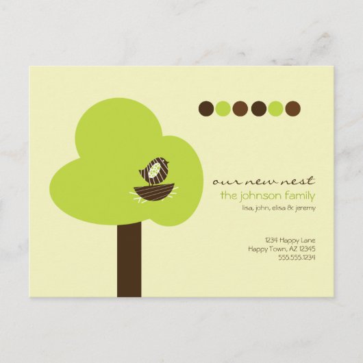 Unsere neue Postkarte für den Nestwechsel (Vorderseite)