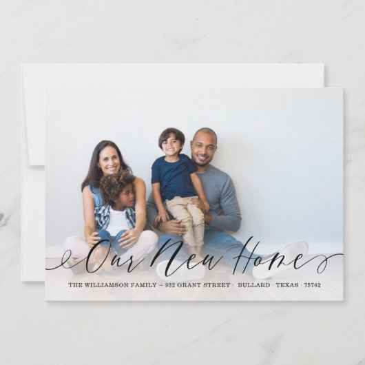 Unsere neue Zuhause Elegant Script Family Foto Mov Ankündigung (Vorderseite)