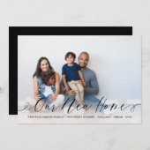 Unsere neue Zuhause Elegant Script Family Foto Mov Ankündigung (Vorne/Hinten)