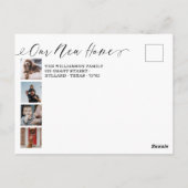 Unsere neue Zuhause Elegante Script Foto Collage M Postkarte (Rückseite)