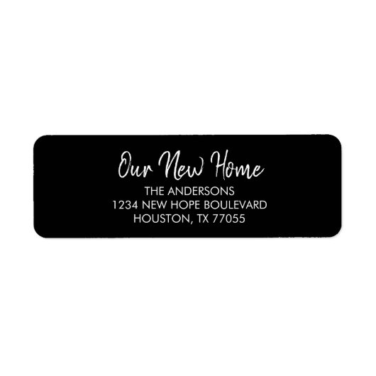 Unsere neue Zuhause Modern Black Rücksendeadressen (Vorne)