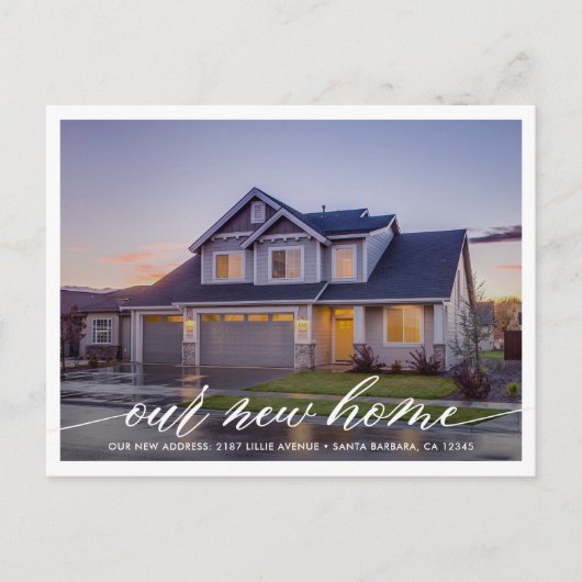 Unsere neue Zuhause Modern Foto Moving Ankündigung Postkarte (Vorderseite)