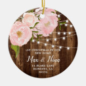 Unsere neue Zuhause Personalisierte Holzkörnerhitz Keramik Ornament (Vorne)